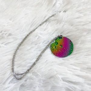 Rainbow & Silver Moon Pendant